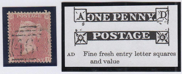 86487 1857 DIE 2 1D PL.27 'AD MAJOR RE-ENTRY' WHITE PAPER (SG40)(SPEC C10f).