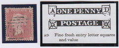 86487 1857 DIE 2 1D PL.27 'AD MAJOR RE-ENTRY' WHITE PAPER (SG40)(SPEC C10f).