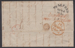86654 - 1844 YORKS/BRADFORD 'SKELETON' STYLE DATE STAMP ON COVER BRADFORD TO EINDHOVEN. 1844 entire Bradford, Yorks to Eindhove...