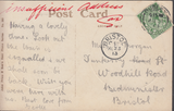 86730 1913 POST CARD DUDLEY TO BRISTOL MANUSCRIPT 'INSUFFICIENTLY ADDRESS'.