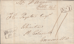 86799 - BRISTOL. 1822 entire Clifton to St Columb, on fron...