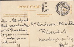 86950 - 1906 UNPAID MAIL ISLEWORTH TO FIFE. Post card Isleworth to Fife, posted unpaid