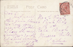 86956 - 1926 MAIL ISLEWORTH MIDDLESEX TO INDIA/'ISLEWORTH' SKELETON DATE STAMP. Post card Isleworth to India with K...