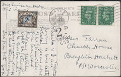 86997 - 1943 UNDERPAID MAIL HAYES TO WORCESTER. Post card Hayes to Worcester with K...