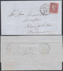 87099 - 1857 wrapper Manchester to Knighton with 1d pale r...