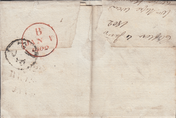 87161 - BRISTOL CIRCULAR '7PPP' PENNY POST HANDSTAMP. 1802 entire Clifton to Haddington redirec...
