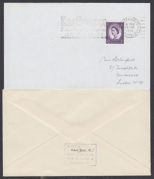 87177 - 1966 "POSTED UNDER COVER" USAGE. 1966 envelope use...