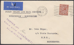 87180 - 1934 "POSTED UNDER COVER" USAGE HOVE-BIRMINGHAM-MANCHESTER . Envelope Hove to ...