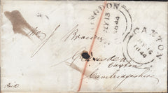 87294 - 1844 CAMBS/CAXTON DATESTAMP (CB77). 1844 wrapper Huntingdon to Caxton, postage ...