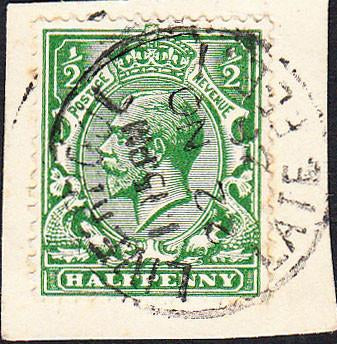 87351 - 1928 LIVERPOOL LATE FEE. KGV ½d on small piece tie...