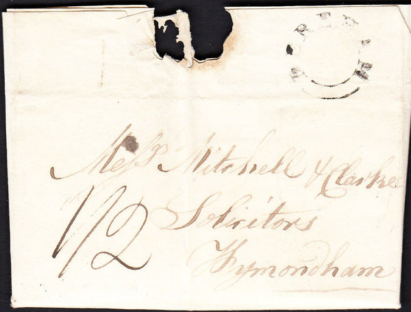 87385 - NORFOLK. 1835 letter East Dereham to Wymondham dat...