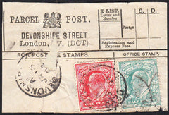 87425 - PARCEL POST LABEL. 1902 label (repaired tear) DEVO...