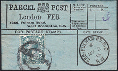 87429 - PARCEL POST LABEL. 1913 blue label London FER (256...