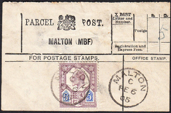 87438 - PARCEL POST LABEL/YORKSHIRE. 1905 label MALTON (MB...