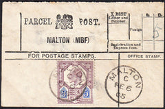 87438 - PARCEL POST LABEL/YORKSHIRE. 1905 label MALTON (MB...
