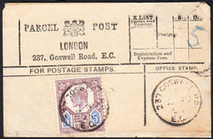 87445 - PARCEL POST LABEL. 1904? label LONDON 237, Goswell...