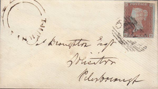 87535 - 1848 CAMBS/'THORNEY' UDC (CB144). Envelope to Peterborough with three ma...