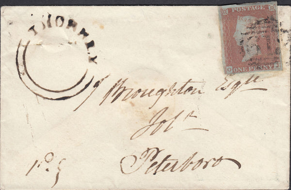 87536 - 1849 CAMBS/'THORNEY' UDC (CB144). Envelope used locally in Peterborough ...