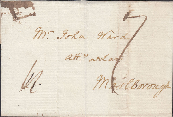 87566 - 1785 CAMBS/FIRST TYPE MILEAGE MARK (CB30b). 1785 wrapper Cambridge to Marlborough dated...