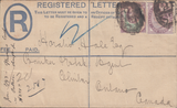87577 - 1893 QV 2d blue registered envelope London to Onta...