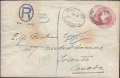 87583 - 1899 REGISTERED MAIL TOOTING TO TORONTO WITH QV 3D CARMINE S.T.O.