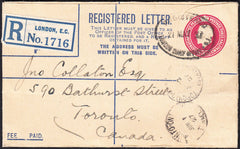 87599 - 1927 KGV 4½d carmine registered envelope London to...