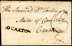 87678 - CAMBS/'50 CAXTON' FIRST TYPE MILEAGE MARK (CB68). Undated wrapper to the Master of Clare Hall...