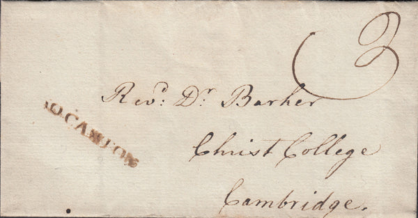 87679 - CAMBS/'50 CAXTON' FIRST TYPE MILEAGE MARK (CB68). Undated wrapper Caxton to Christ's College,...