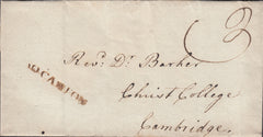 87679 - CAMBS/'50 CAXTON' FIRST TYPE MILEAGE MARK (CB68). Undated wrapper Caxton to Christ's College,...