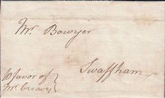 87682 - 1792 CAMBS/ILLEGALLY CARRIED PRIVATE MAIL. Letter ...