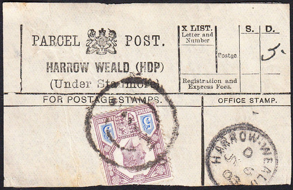 87777 1903 PARCEL POST LABEL/MIDDLESEX.