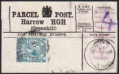 87779 - PARCEL POST LABEL/MIDDLESEX. 1912 label Harrow HGH...