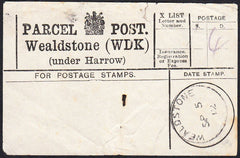 87785 - PARCEL POST LABEL/MIDDLESEX. 1912 label (slight im...