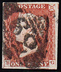87812 - 1845 1D PL.58 (BG)(SG8). Used 1d pl.58 lettered BG...