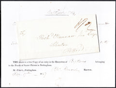 87835 - NOTTS. 1827 copy of an entry in the Register of Ba...