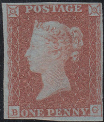 87851 - PL.106 (BG)(SG8) UNUSED LARGE PART O.G/MISSING IMPRIMATUR LETTERING.  A good 1850 1d pl.106 ...