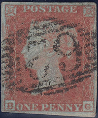 87860 - PL.135(BG)(SG8). Fine used 1852 1d pl.135 (SG8) lett...
