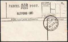 87954 - PARCEL POST LABEL/NOTTS. 1901 label RETFORD (RF) w...