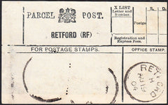 87959 - PARCEL POST LABEL/NOTTS. 1904 label RETFORD (RF) s...