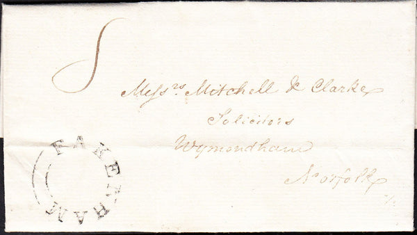 88000 - NORFOLK. 1830 letter Fakenham to Wymondham dated 1...