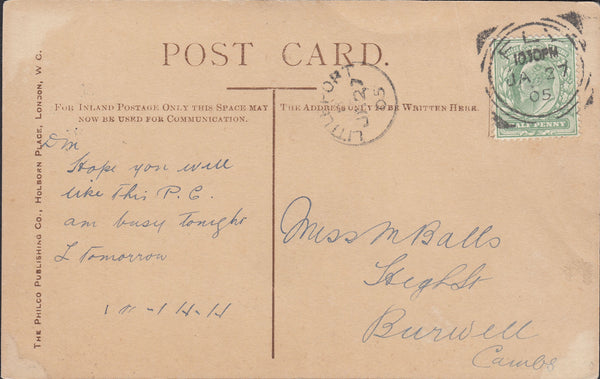 88002 - CAMBS. 1905 glamour postcard Ely to Burwell with K...