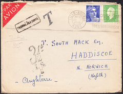 88021 - 1948 UNDERPAID MAIL FRANCE TO THE UK. Envelope Fra...