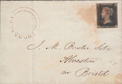 88061 - 1D BLACK PL.3 (QC)(SG2) ON COVER/'THORNBURY' UDC (GL842). Letter Thornbury (Glos) to Bristol dated 19th Dec 1840