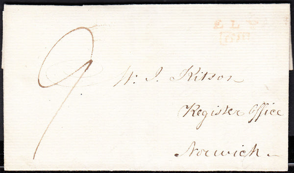 88146 - 1820 CAMBS/'ELY 68' MILEAGE MARK (CB102). Letter Ely to Norwich dated 3rd April ...
