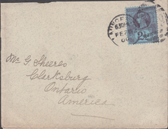 88168 - CORNWALL. 1900 envelope Launceston to Ontario, Ame...