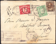 88183 - 1921 UNDERPAID MAIL TORONTO TO EXETER. 1921 envelope Toronto, Canada to Exeter with Canad...