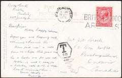 88223 - 1926 UNDERPAID MAIL MANCHESTER TO CANADA. 1926 post card Manchester to Ontario, Canada with K...