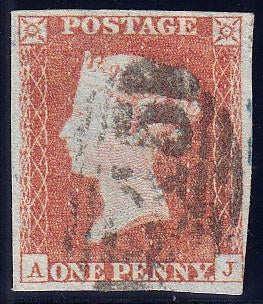 88421 - PL.122 (AJ) (SG8). Used 1851 1d pl.122 (SG8)