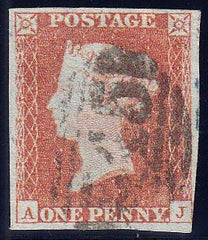 88421 - PL.122 (AJ) (SG8). Used 1851 1d pl.122 (SG8)