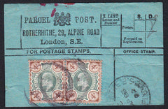 88548 - PARCEL POST LABEL. 1904 blue label ROTHERHITHE, 29...